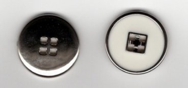 Knopf, 20 mm, silber-weiss, 4-Loch